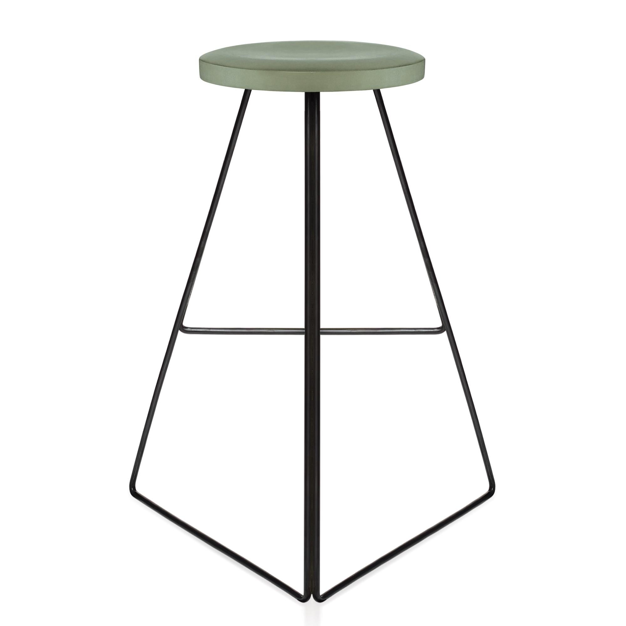 North American Coleman Stool - Aspen Concrete Seat and Black Steel Base, 24