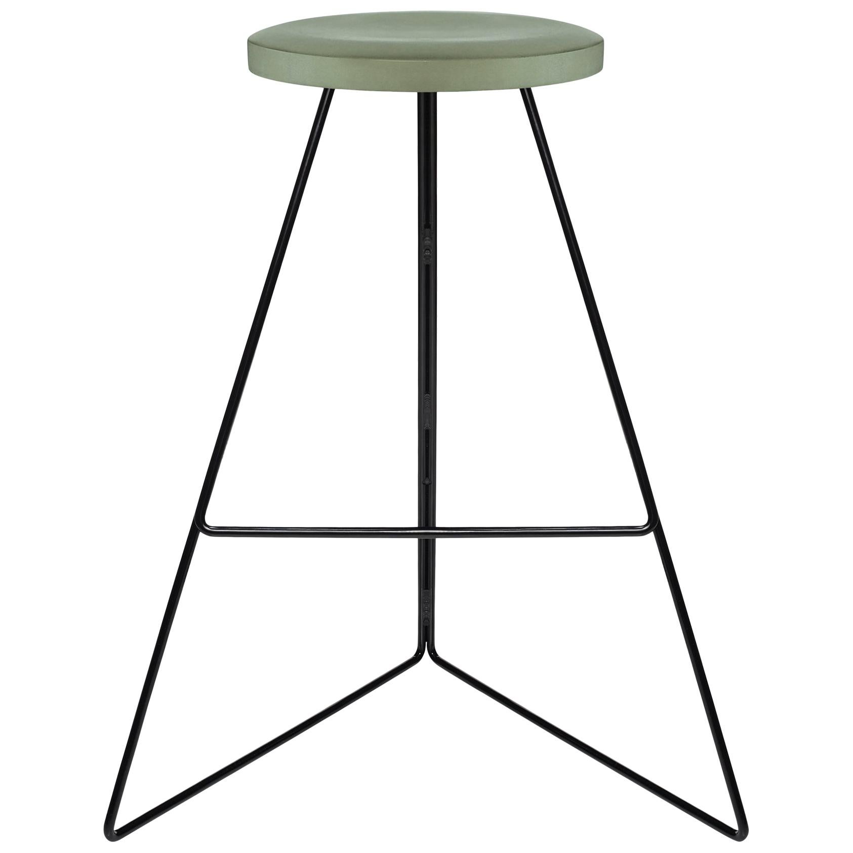 Coleman Stool - Aspen Concrete Seat and Black Steel Base, 24" Counter Height For Sale