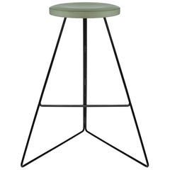 Coleman Stool - Aspen Concrete Seat and Black Steel Base, 24" Counter Height