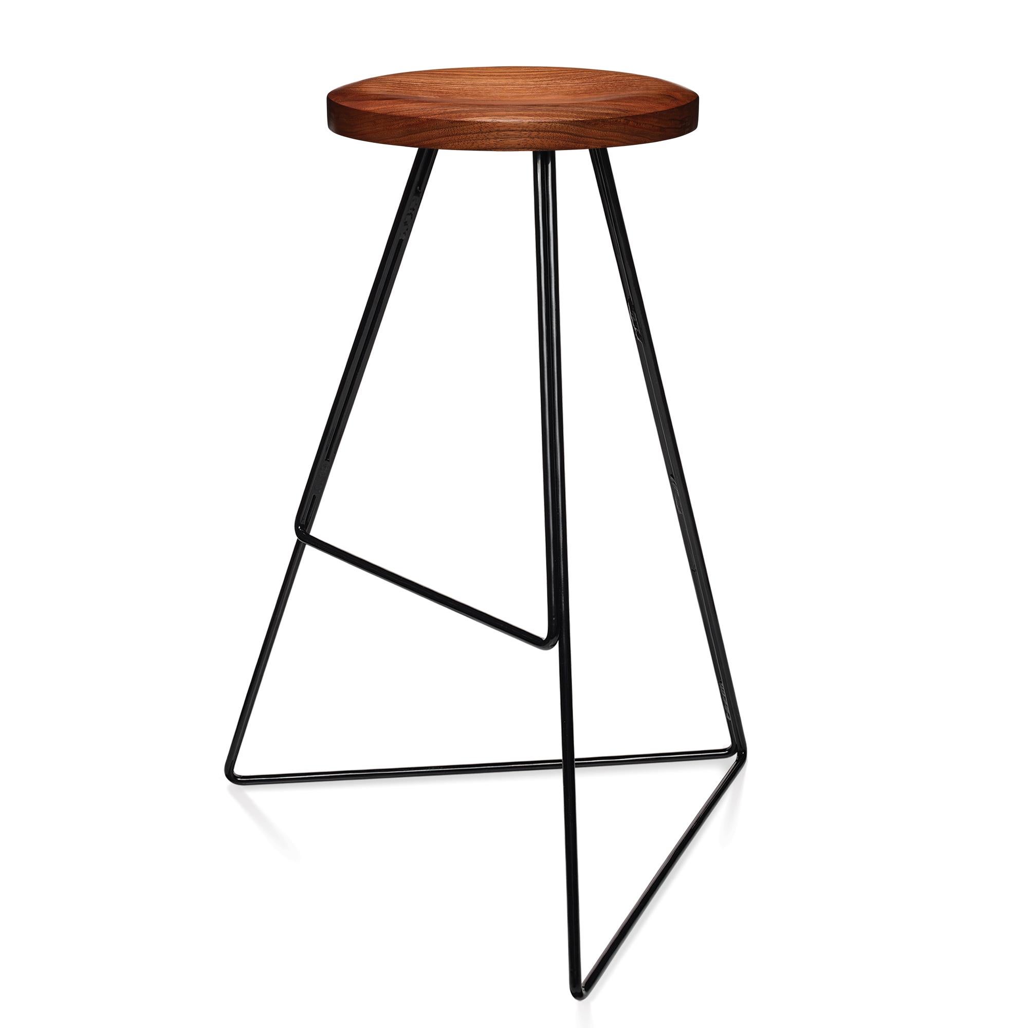 Contemporary Coleman Stool, Black and Walnut, Counter Height, 54 Variations Available For Sale