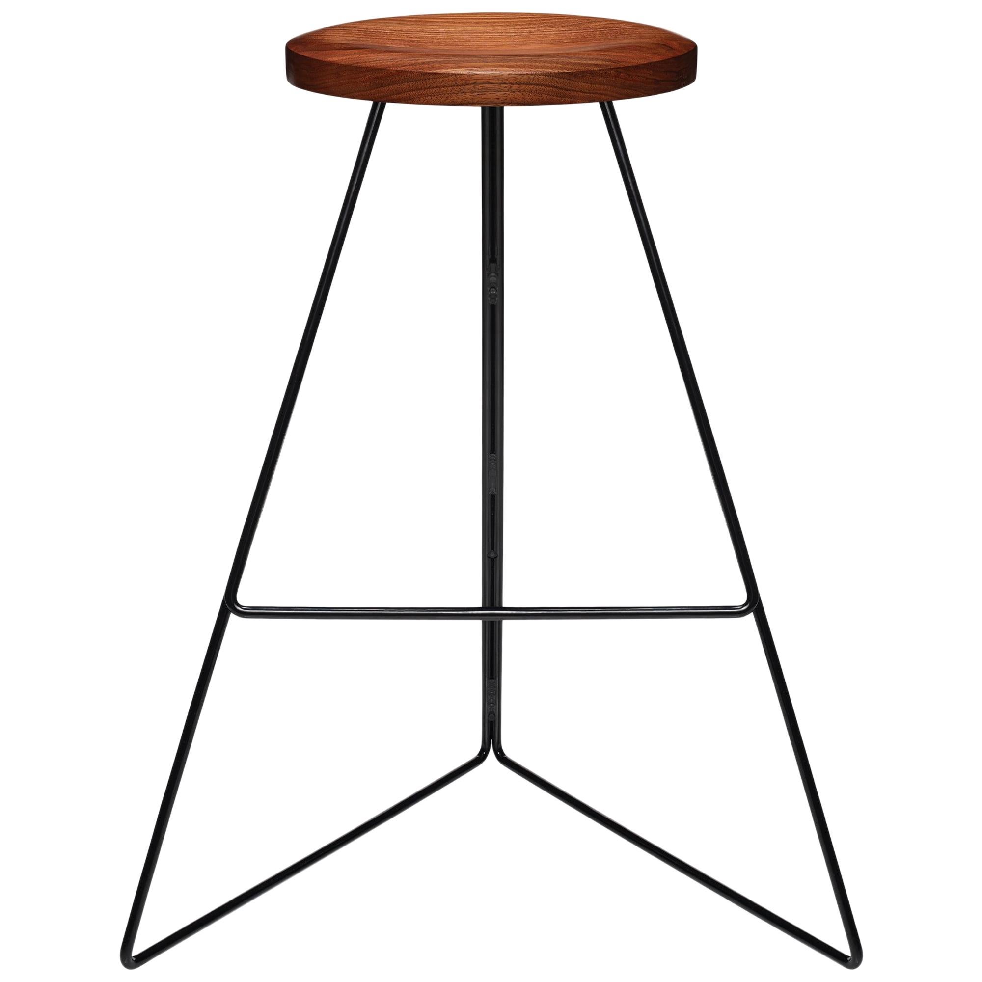 Coleman Stool, Black and Walnut, Counter Height, 54 Variations Available For Sale