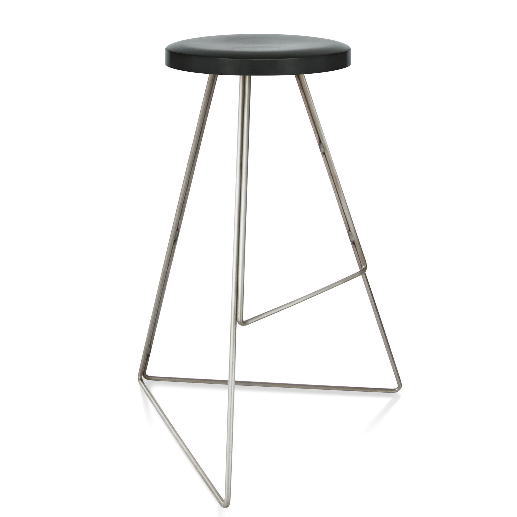 Modern Coleman Stool, Natural Steel and Charcoal, Bar Height, 54 Variations Available For Sale