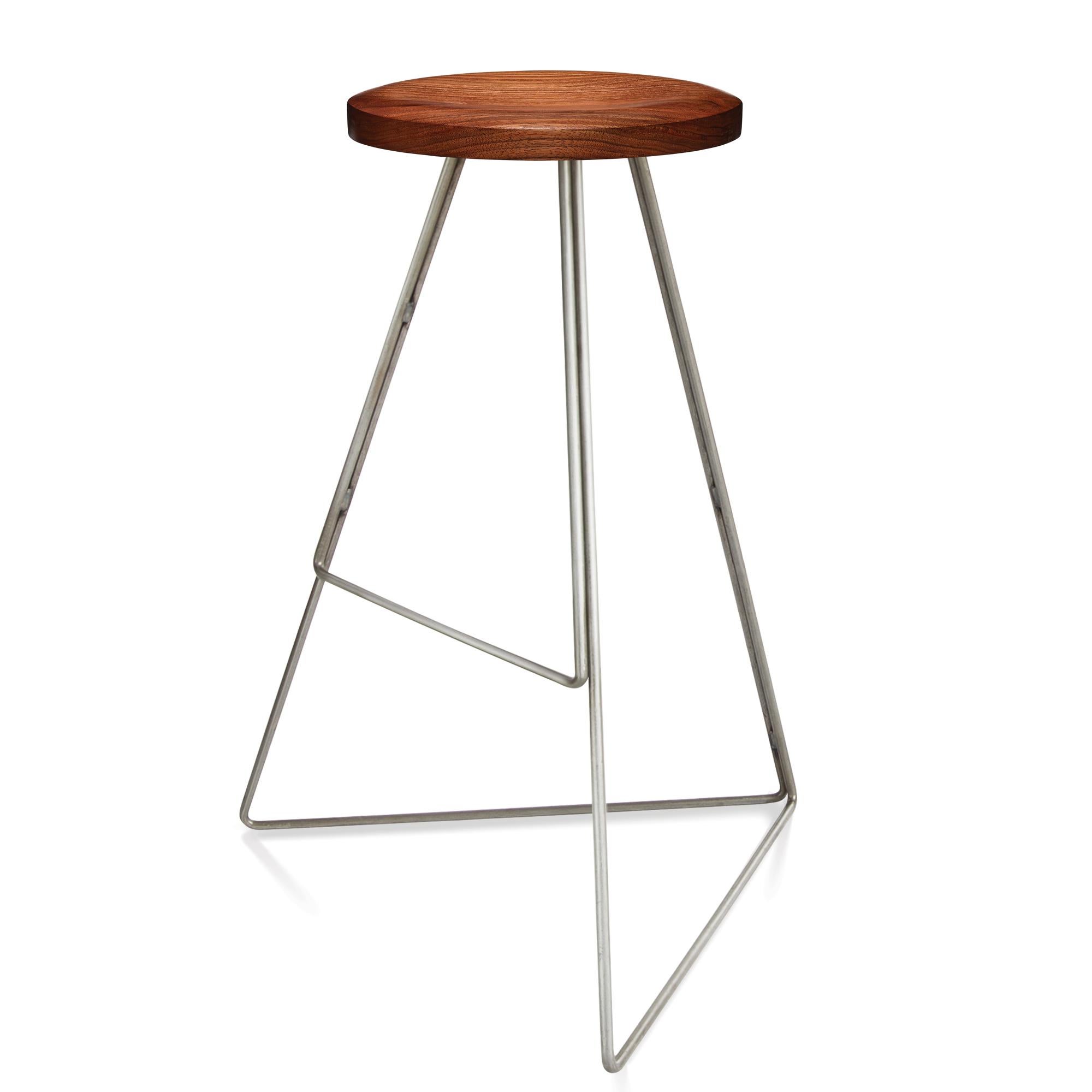 Mid-Century Modern Coleman Stool, Natural Steel and Walnut, 54 Variations For Sale