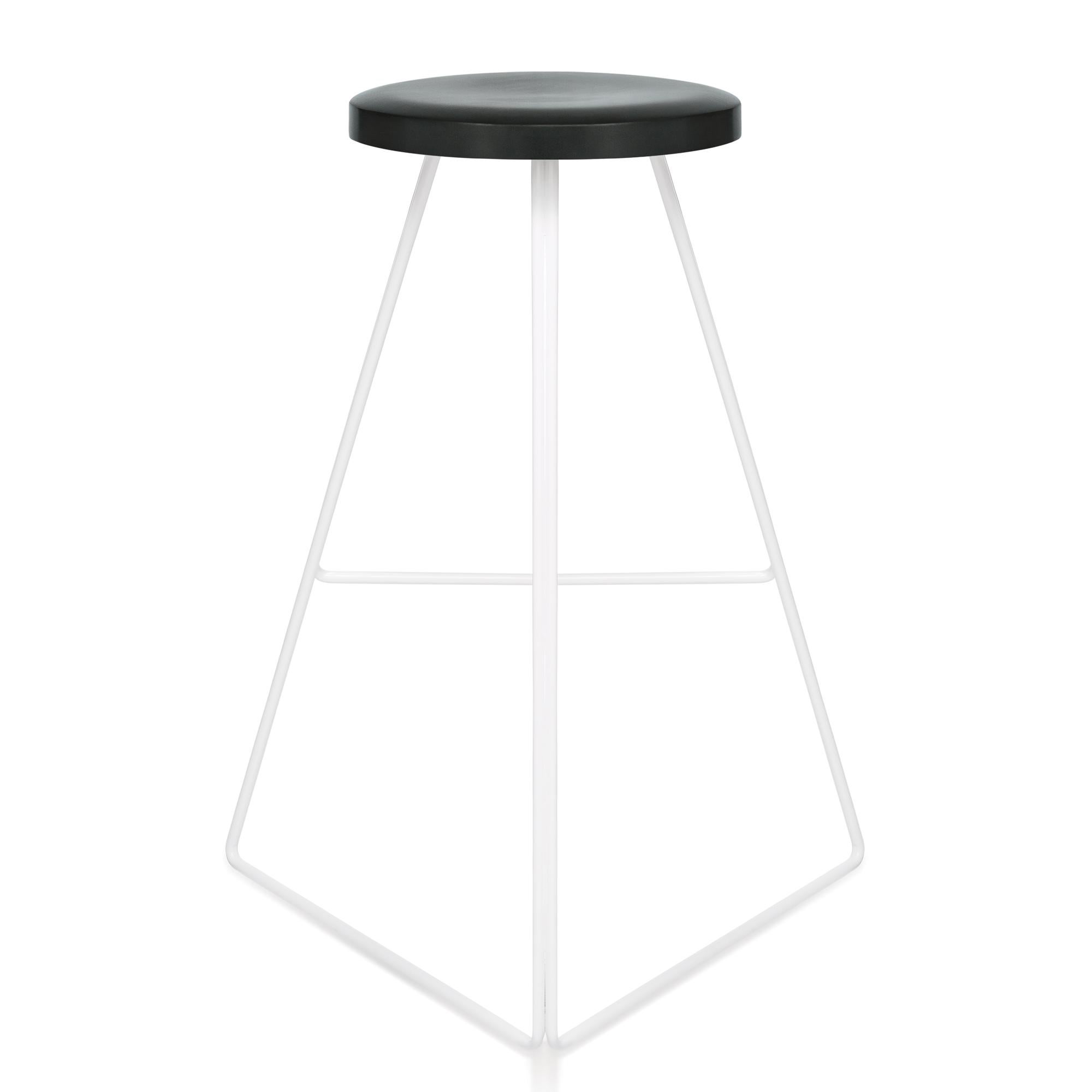 North American Coleman Stool, White and Charcoal, Counter Height For Sale