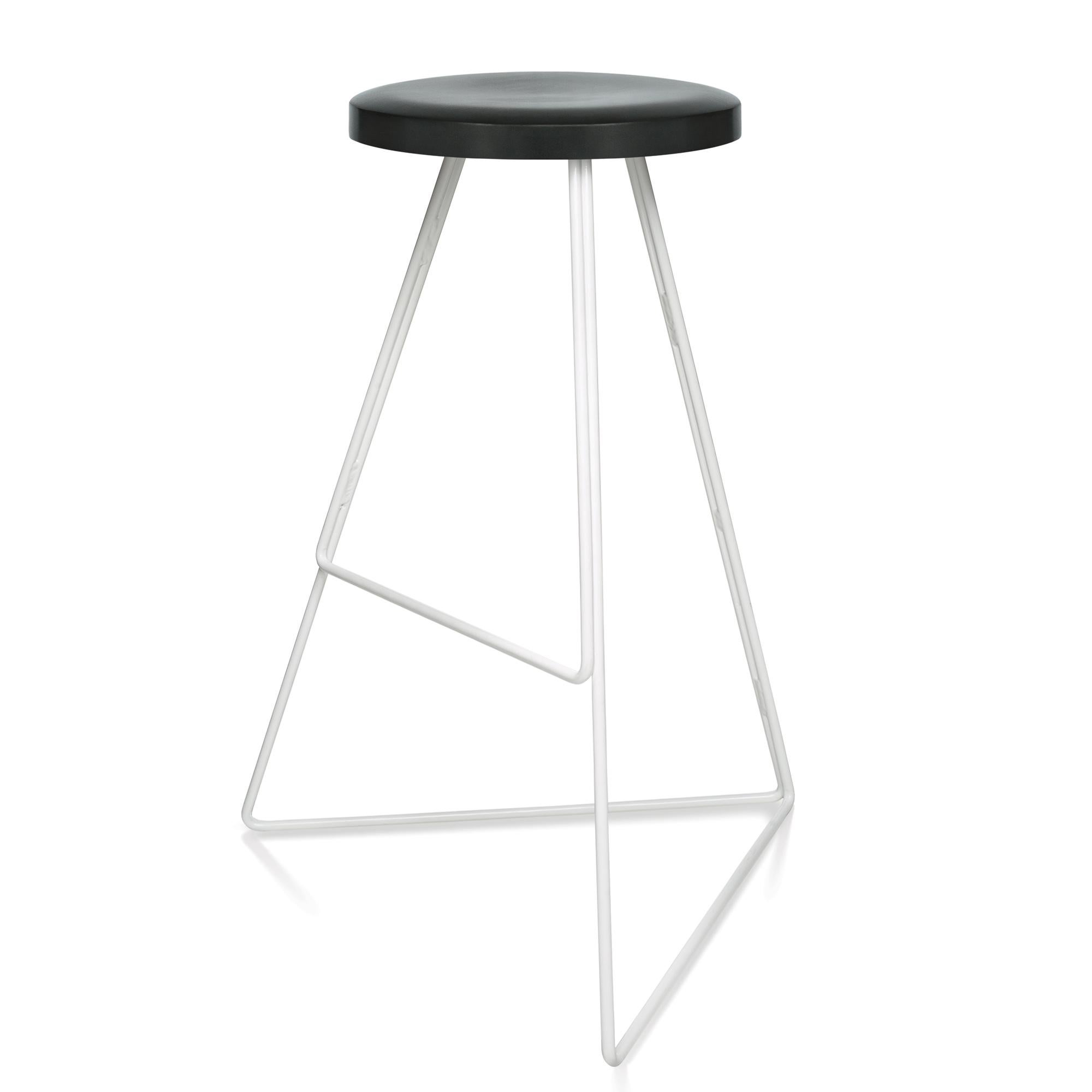 Powder-Coated Coleman Stool, White and Charcoal, Counter Height For Sale