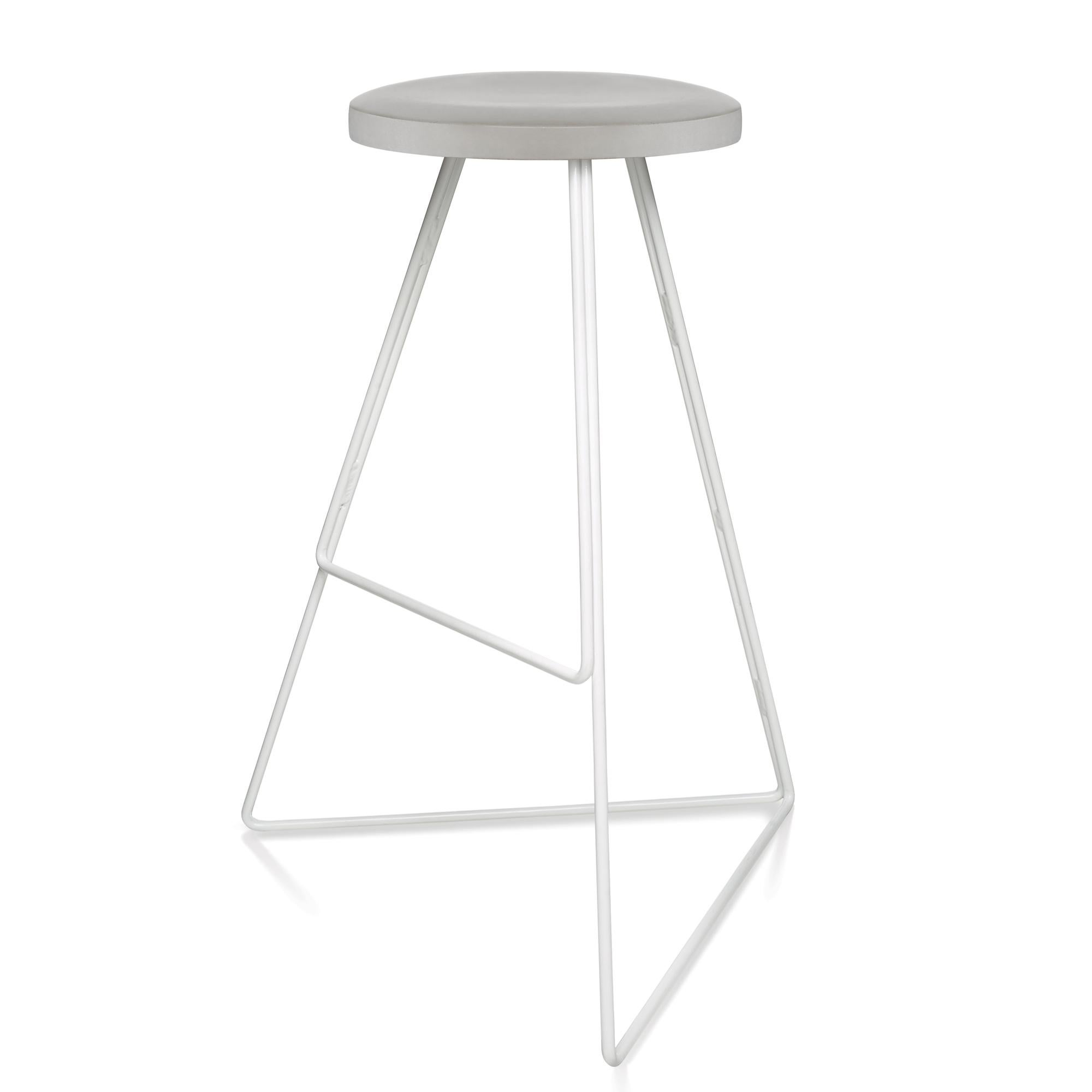 Powder-Coated Coleman Stool, White and Ecru, Counter Height For Sale