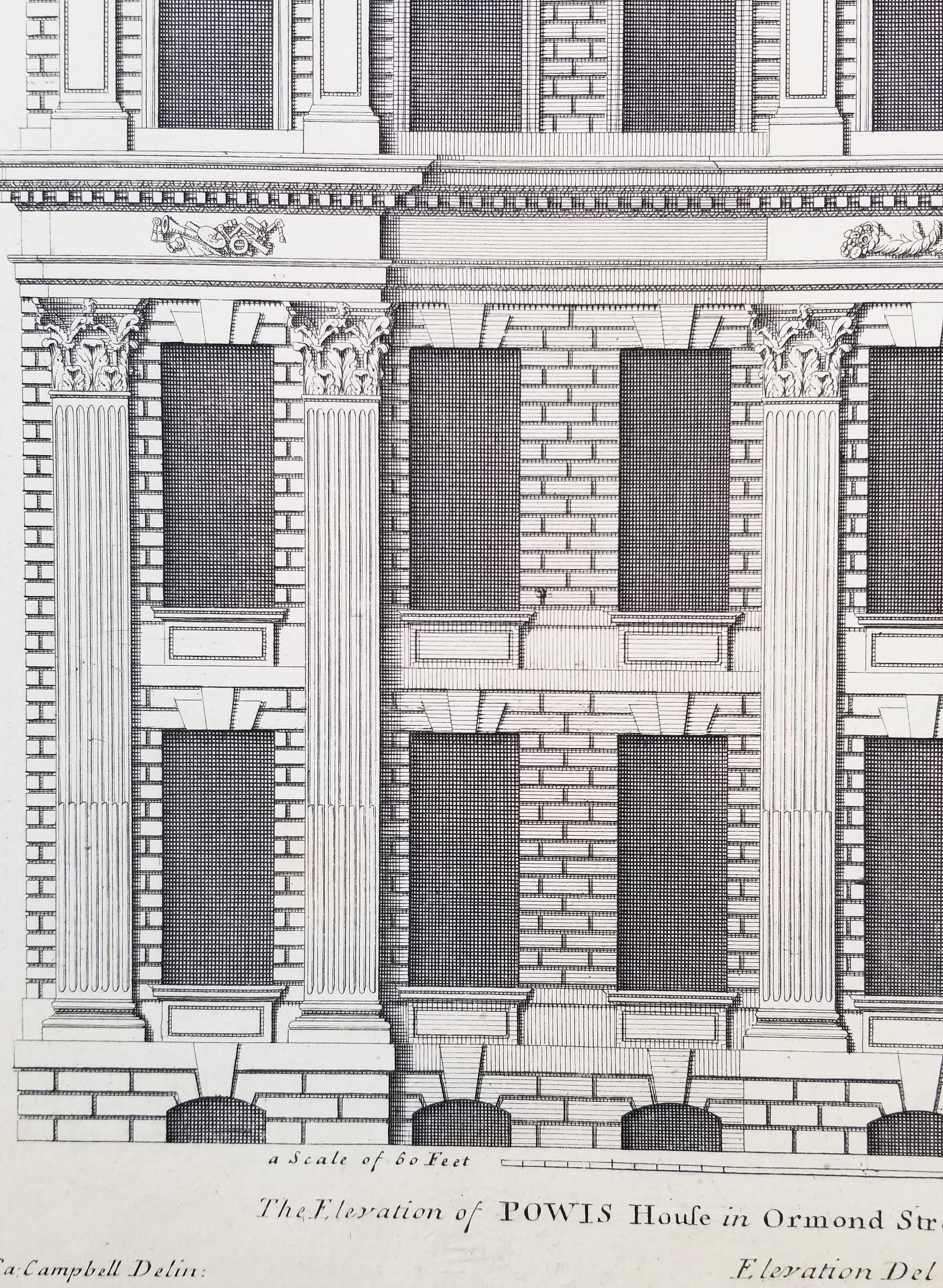 Powis House en Ormond Street Londres /// Grabado 