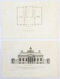 Conjunto de dos grabados de "Vitruvius Britannicus" de Campbell /// Arquitectura
