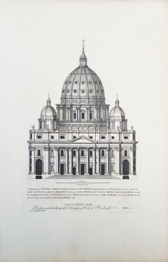 St Peters Church at Rome /// "Vitruvius Britannicus" Architecture Engraving Art