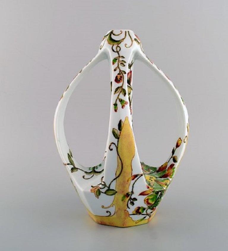 Hand-Painted Colenbrander, Netherlands, Art Nouveau Vase in Crackled Ceramics, 1930s