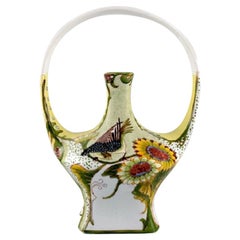 Colenbrander, The Netherlands, Art Nouveau Vase Decorated with Birds and Flowers