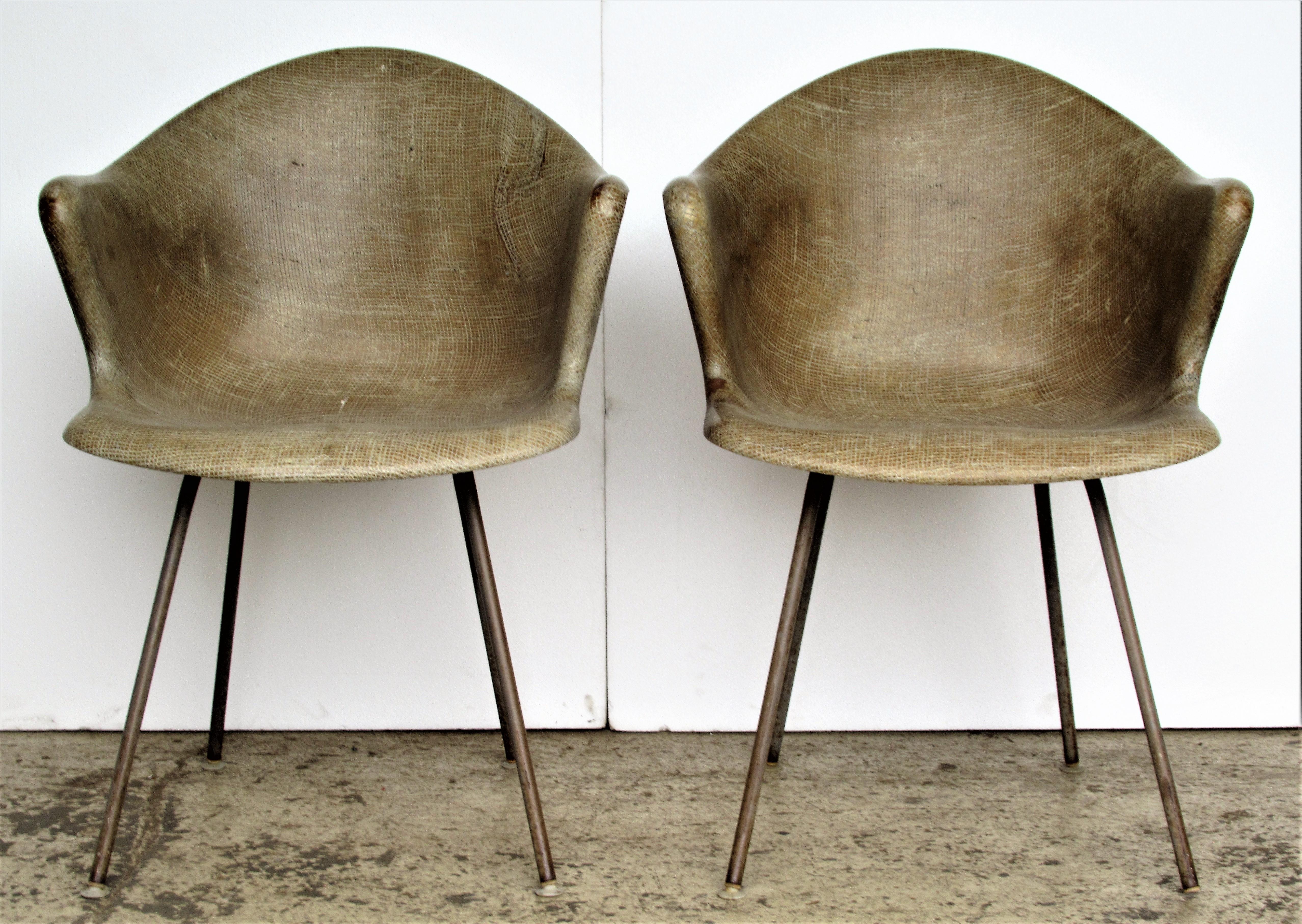 Mid-Century Modern Coles Steel Modernist Fiberglass Bucket Chairs 