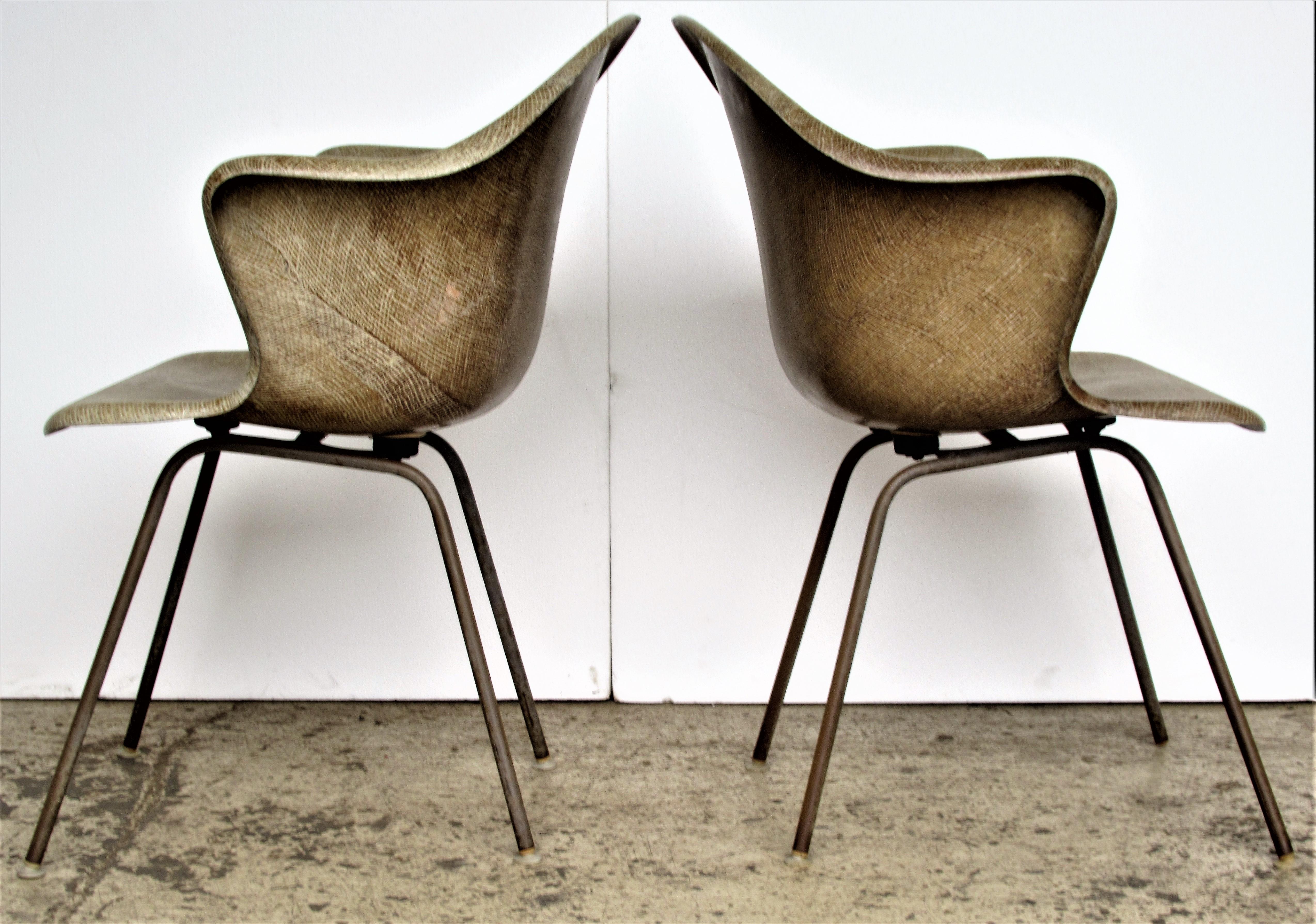 20th Century Coles Steel Modernist Fiberglass Bucket Chairs 