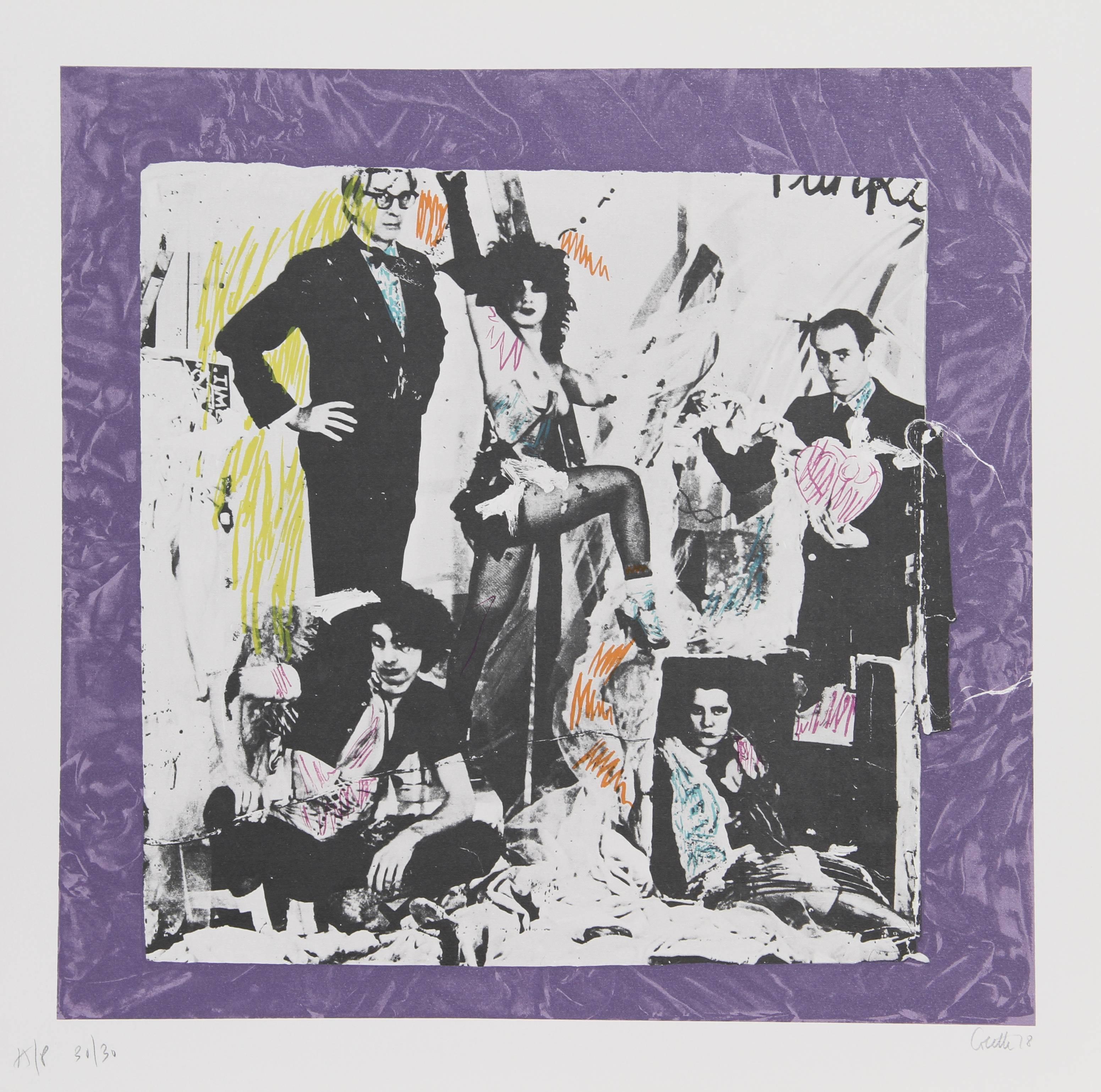 Artist: Colette
Title: Justine and the Victorian Punks (Warhol)
Year: 1978
Medium: Lithograph, signed in pencil
Edition: 200, 30 AP's
Image Size: 19 x 19 inches
Size: 22 in. x 22 in. (55.88 cm x 55.88 cm)