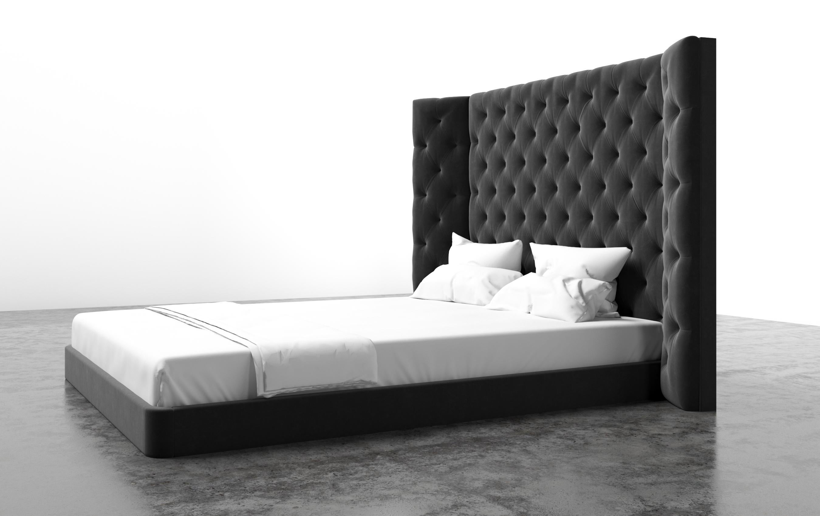 topanga eastern king velvet upholstered panel bed