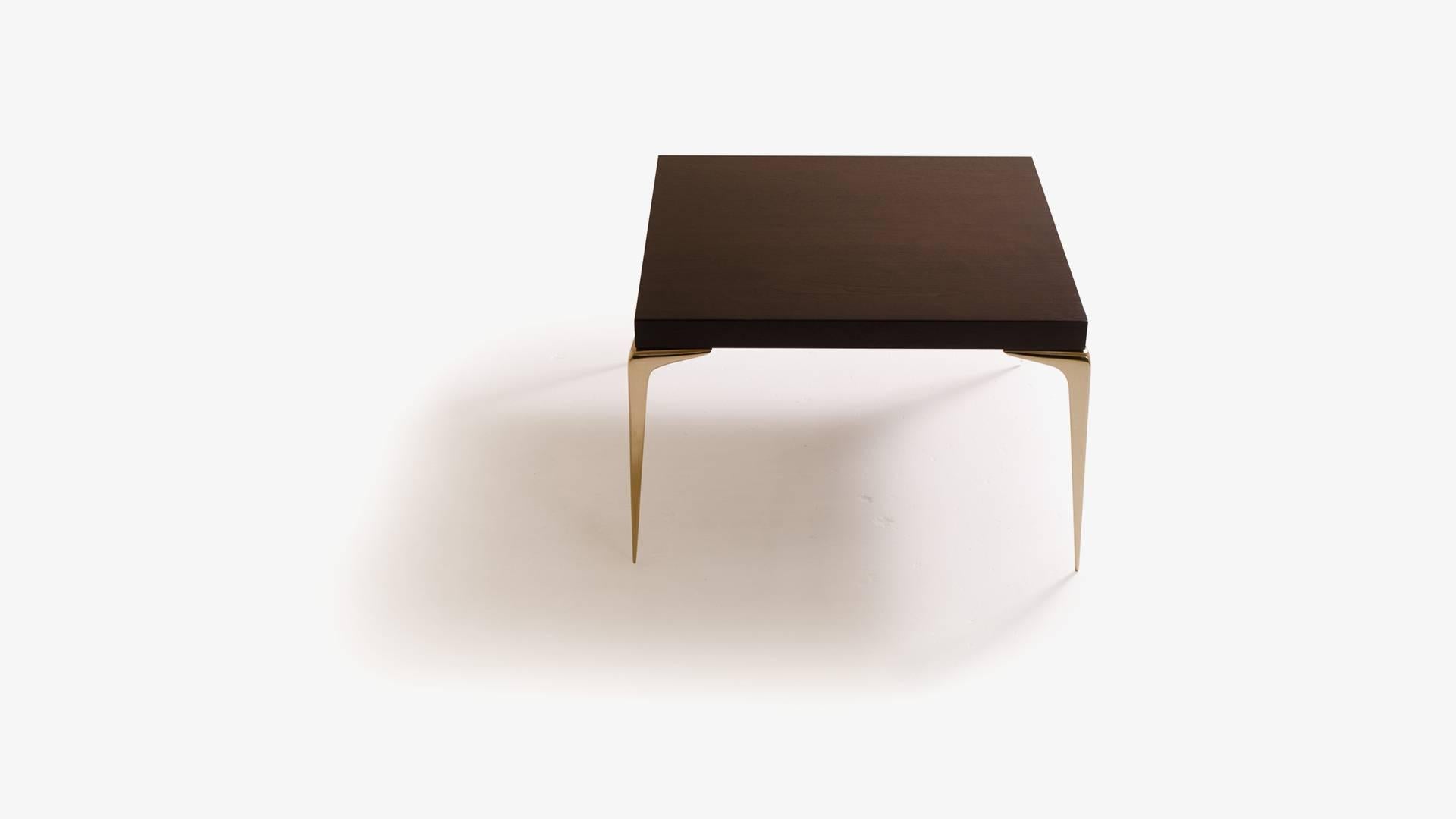 Ébénisé Colette Brass Occasional Tables in Walnut by Montage, Pair en vente