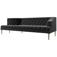 COLETTE CHAISE - Modern Tufted Chaise in Luxury Charcoal Velvet