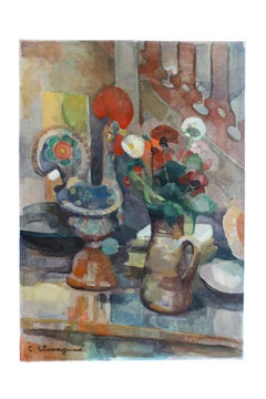 Large French Expressionist Floral Still Life Oil Painting