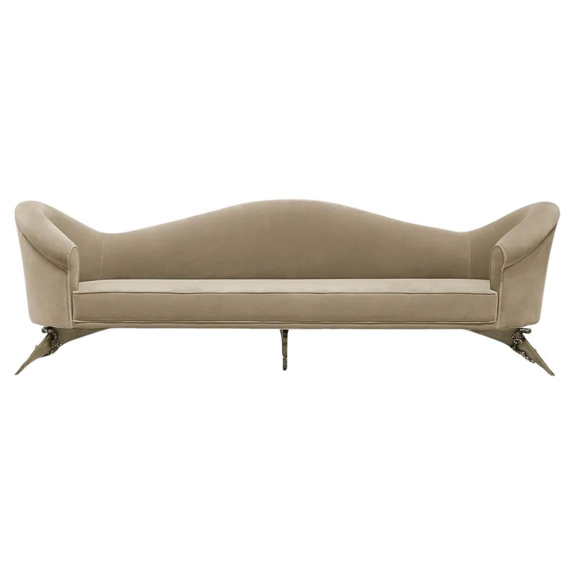 Colette Floral Metal Base Sofa For Sale