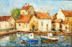 Harbour of Honfleur, Original-Ölgemälde auf Leinwand, Meeresszene, Französische Schule