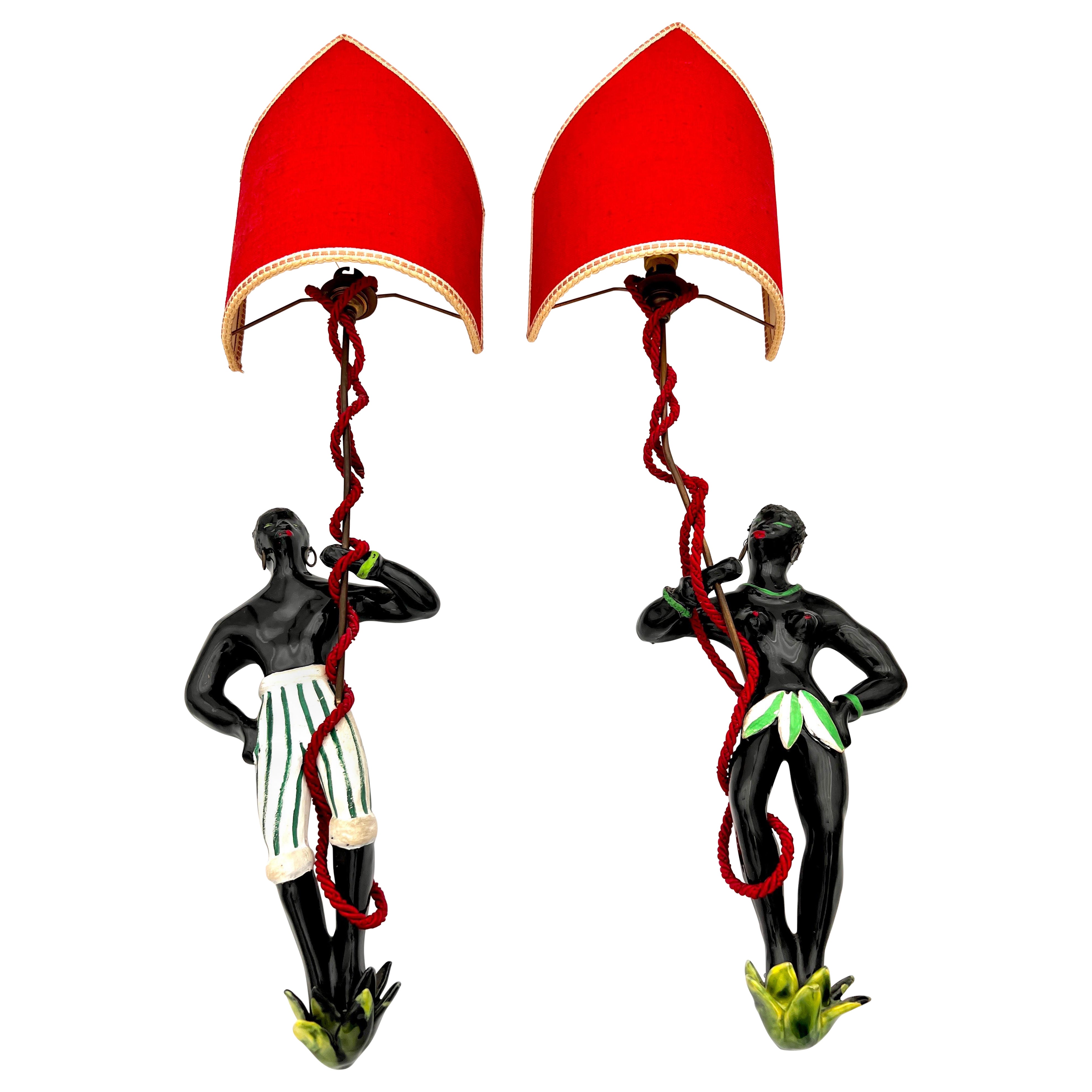 Colette Guéden (1905-2000) Paire d'appliques Céramique 1950