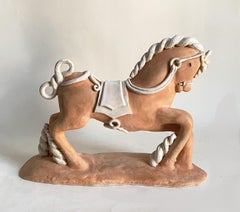 Colette Guéden for Primavera French Terracotta Horse Sculpture, Circa 1940s-50s
