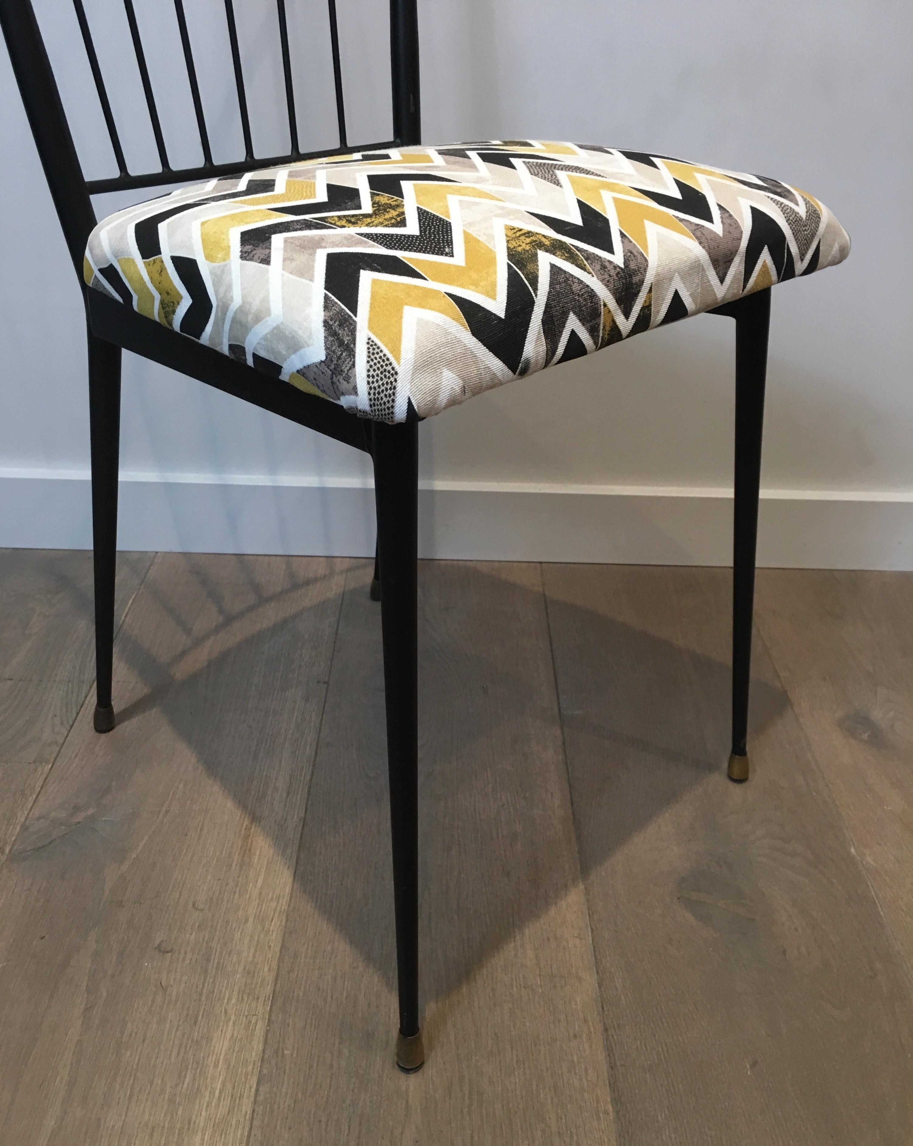 Colette Gueden, Pair of Black Lacquered Chairs, French, circa 1950 5