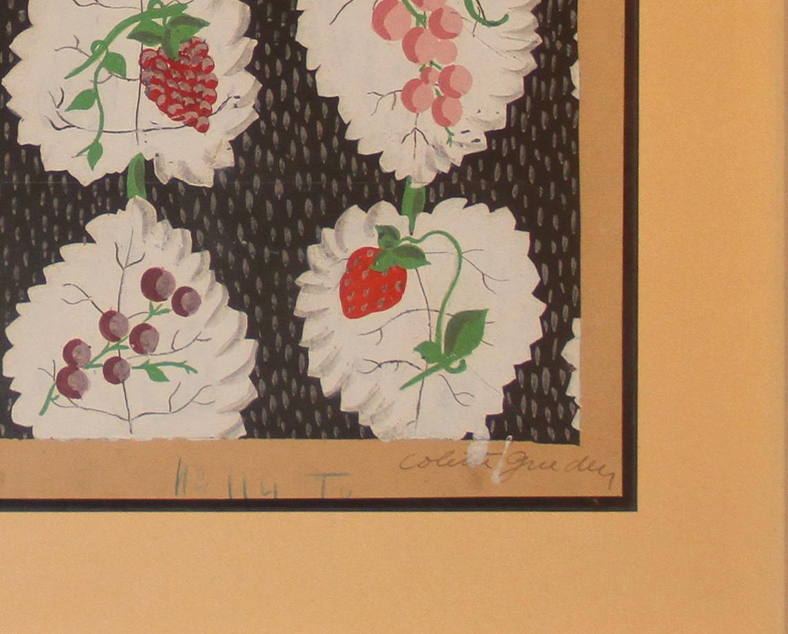 Aquarelle signée par Colette Gueden:: vers 1948-1949 Excellent état - En vente à Encino, CA