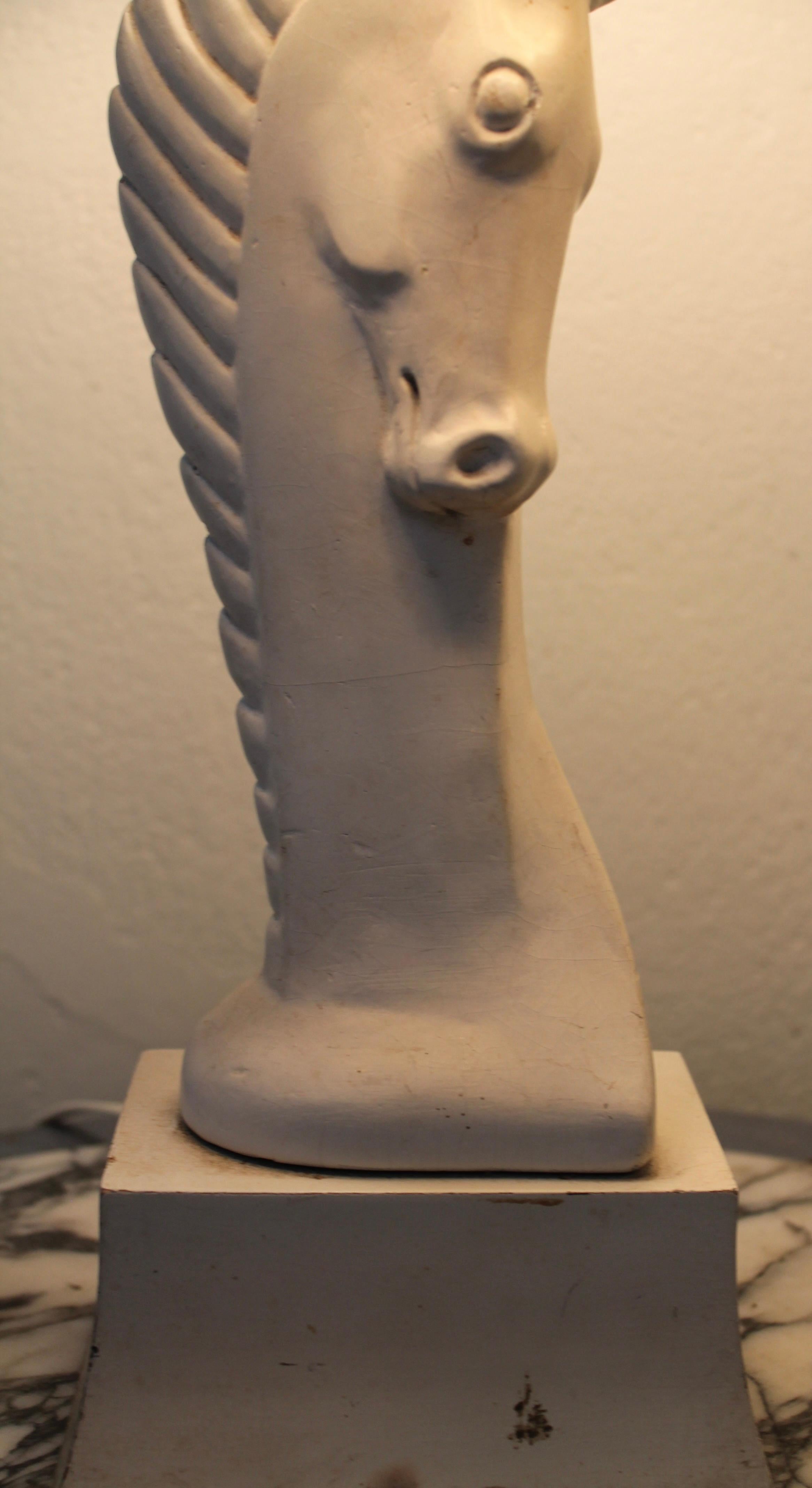 Colette Gueden Style French Plaster 40's Boudoir 'Horses' Head' Table Lamp  1