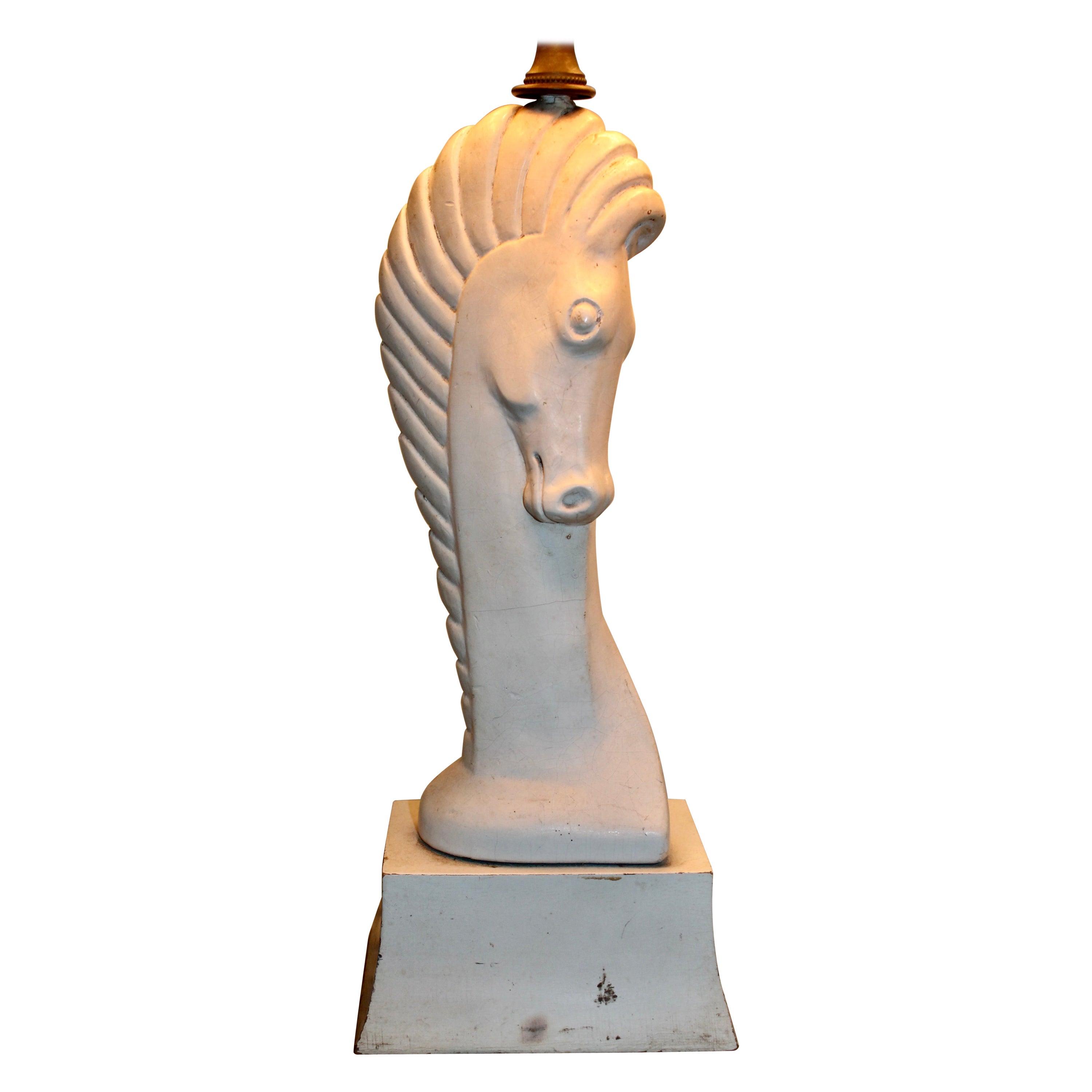 Colette Gueden Style French Plaster 40's Boudoir 'Horses' Head' Table Lamp