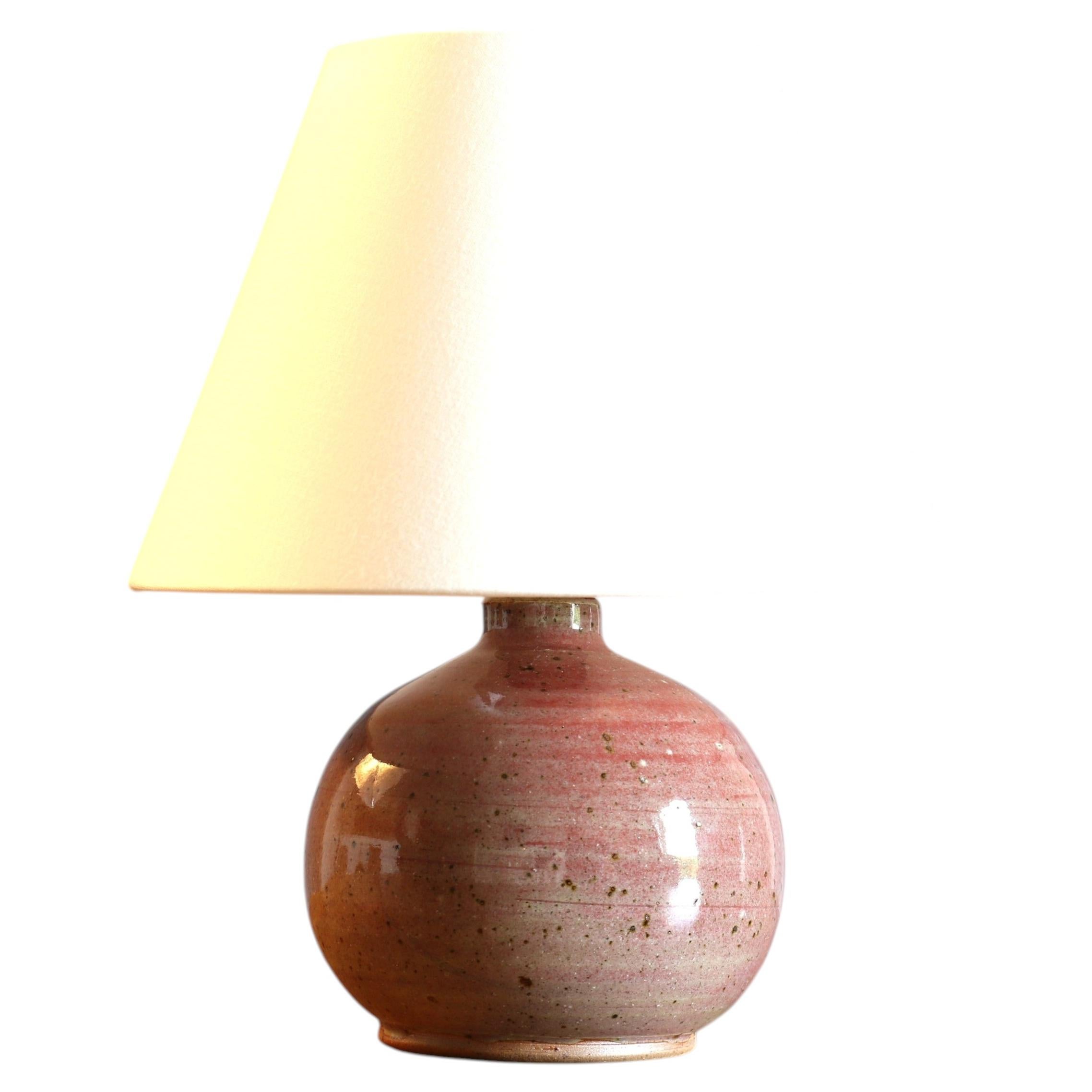 Colette Houtmann Pink Ceramic Table Lamp, Ruelland Style - France c.1980