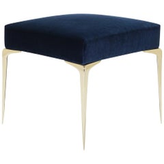 Colette Petite Brass Ottoman in Navy Velvet by Montage