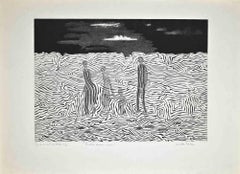 Retro The Beach - Etching by Colette Pettier - 1970s