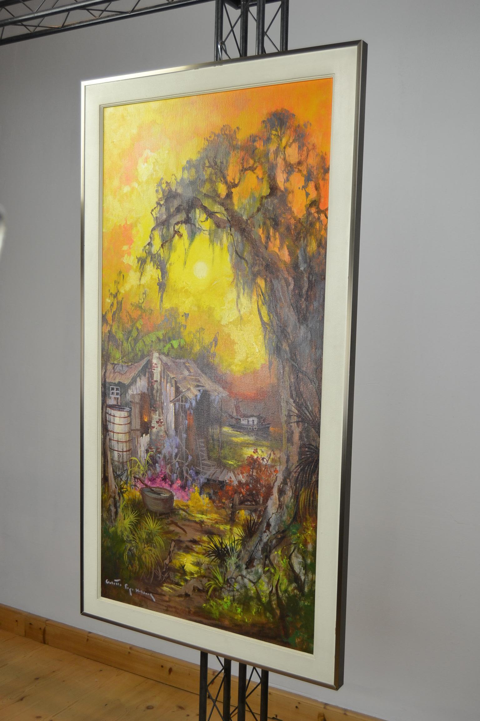 Colette Pope Heldner Swamp Idyll oil on canvas painting.

This Art Work made by Colette Pope Heldner, an American New Orleans Artist who lived from 1902 - 1990, has spectacular colors and details. The more you look at this painting, the more you