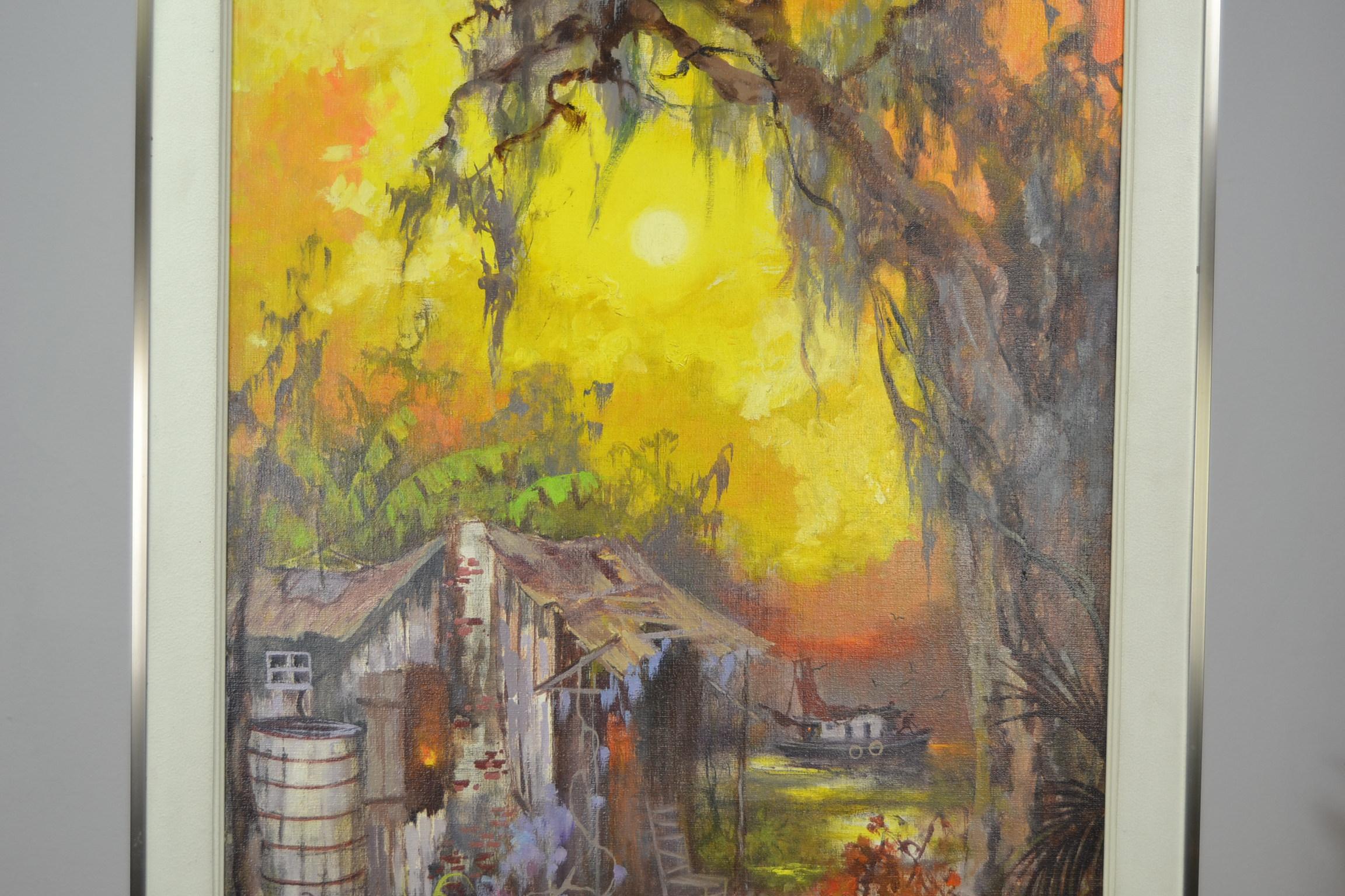 American Colette Pope Heldner, Signed Oil on Canvas Painting, Swamp Idyll