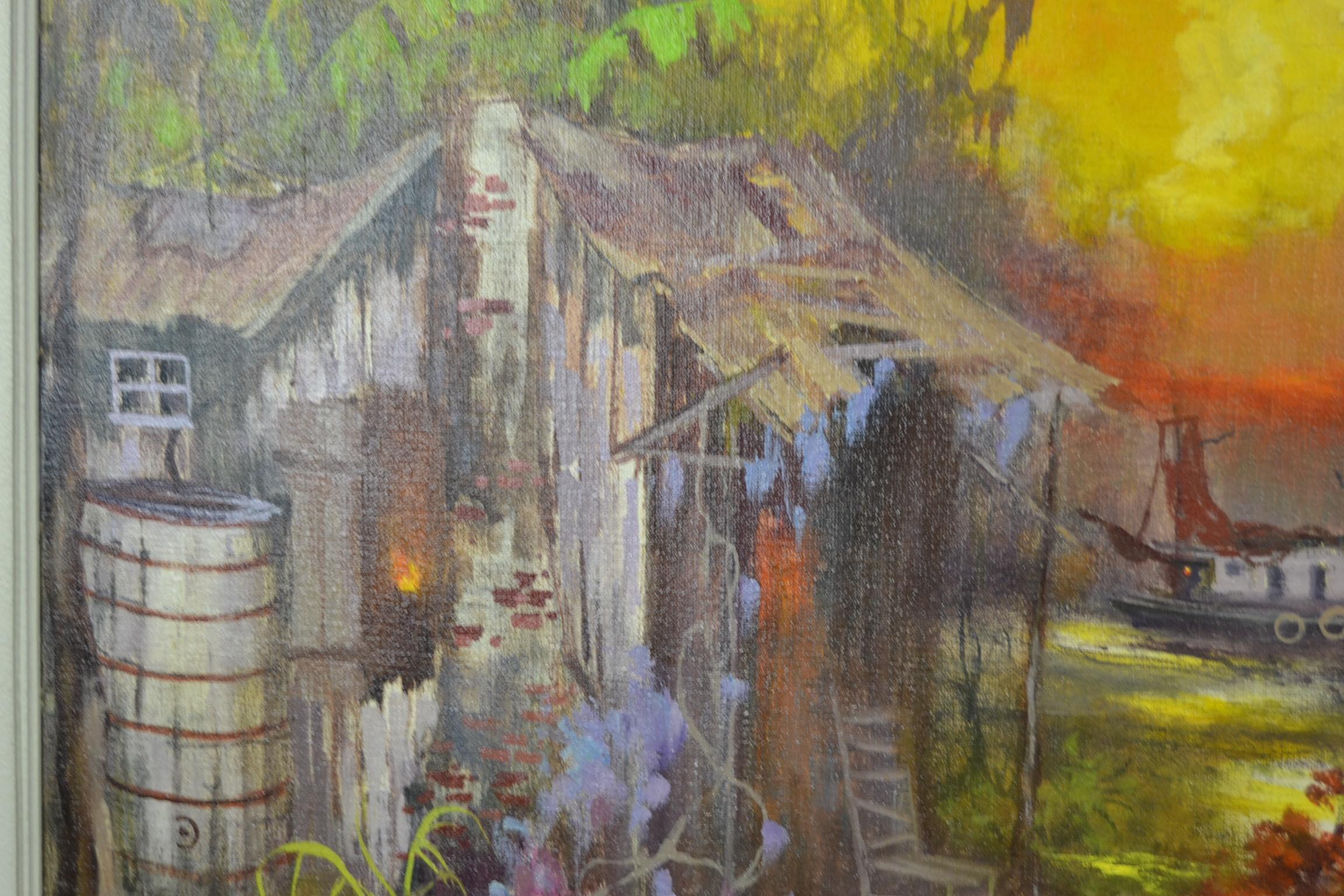 Aluminum Colette Pope Heldner, Signed Oil on Canvas Painting, Swamp Idyll