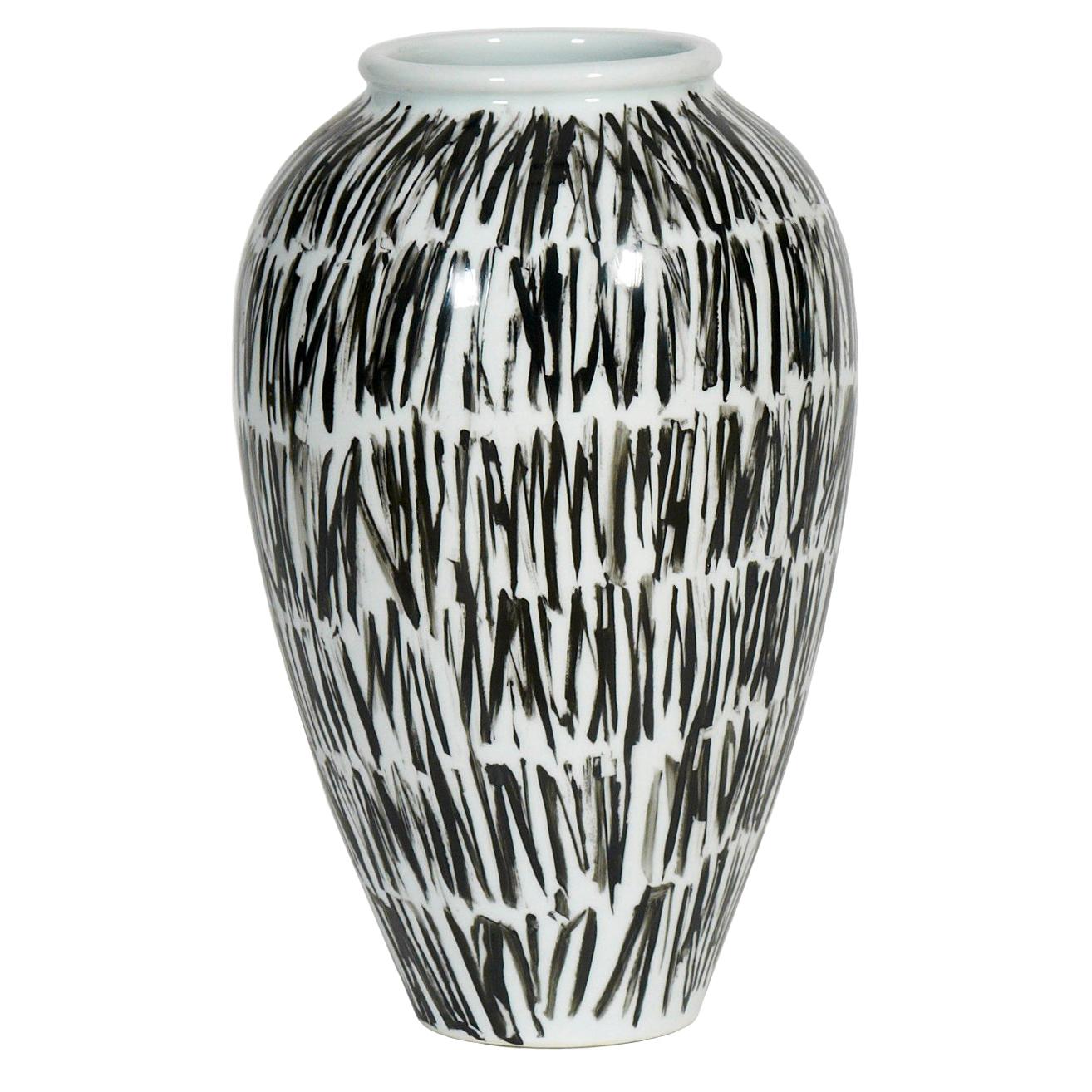 Colette Porcelain Vase in Black and White Pattern by CuratedKravet