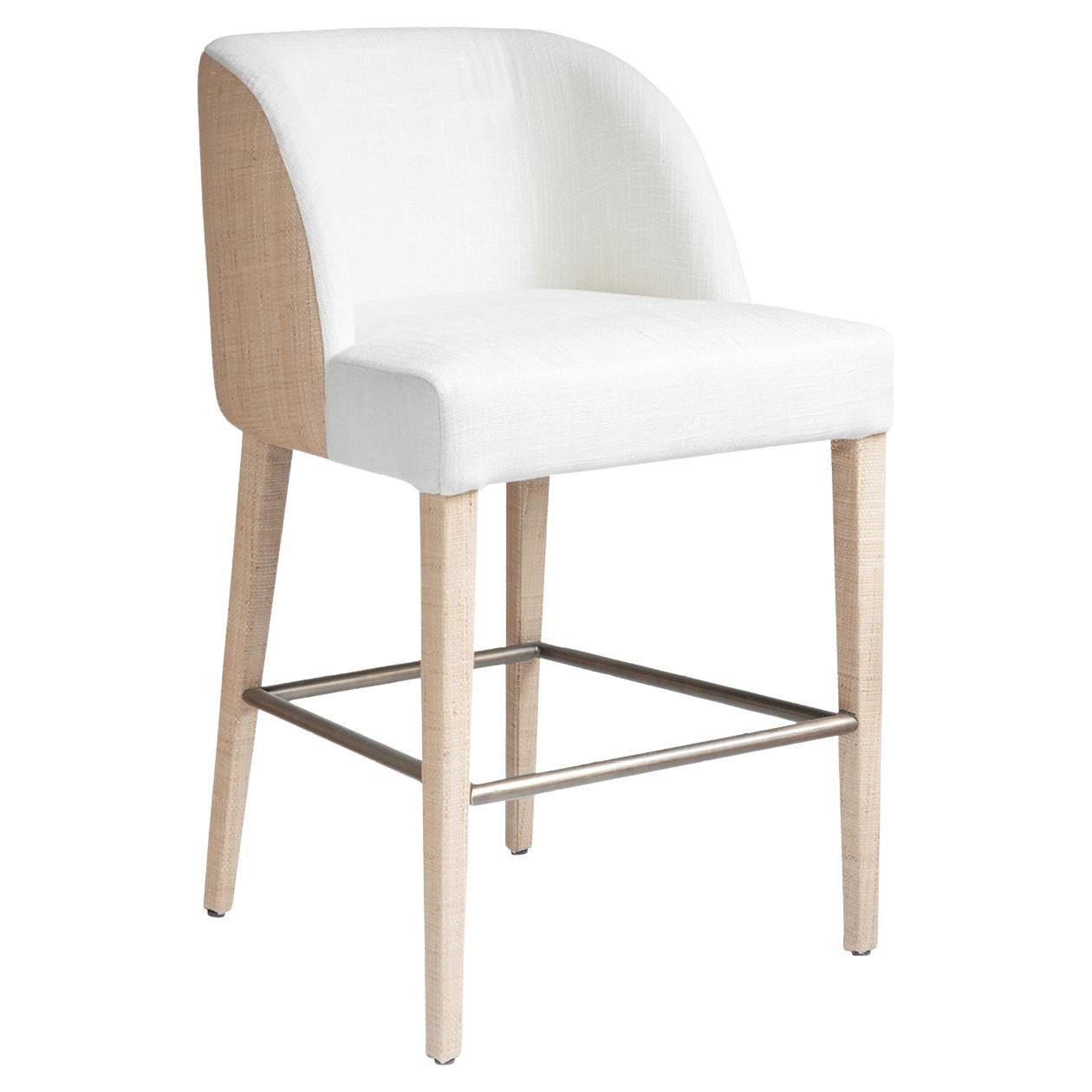 Colette Raffia Bar White Stool from the Collezione Riviera