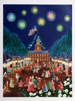 Vintage Independence Day, Folk Art print by Colette Raker
