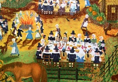 Thanksgiving, Folk Art Screenprint by Colette Raker