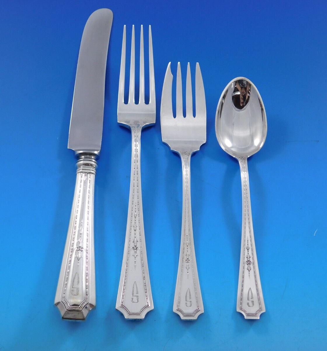 Ensemble de couverts en argent sterling Colfax par Durgin-Gorham 12 services 130 pièces Mono en vente 7