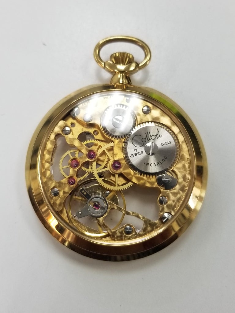 Colibri 17 Jewel Swiss Incabloc Skeleton Pocket Watch at 1stDibs