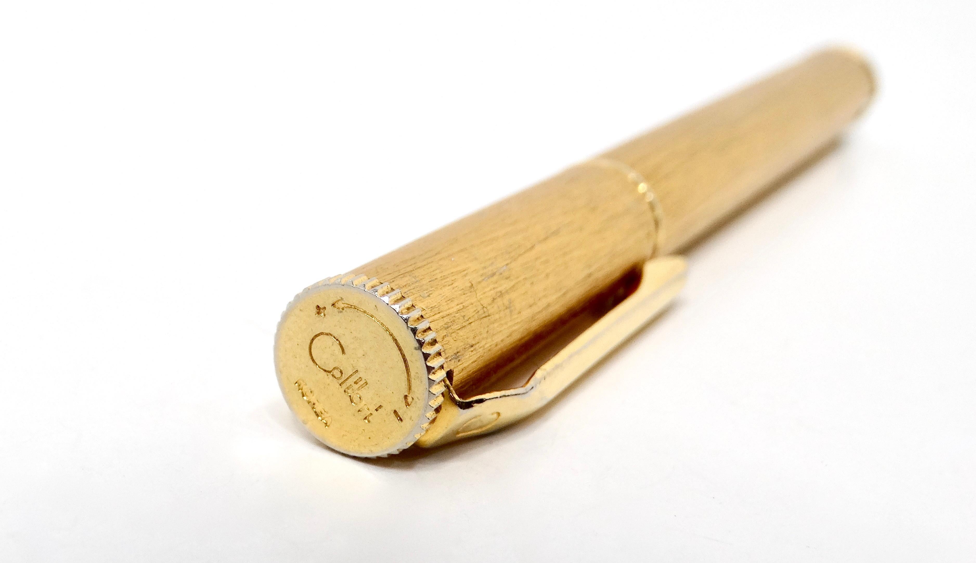 Brown Colibri Gold-Tone Clip Pen-Style Refillable Butane Lighter