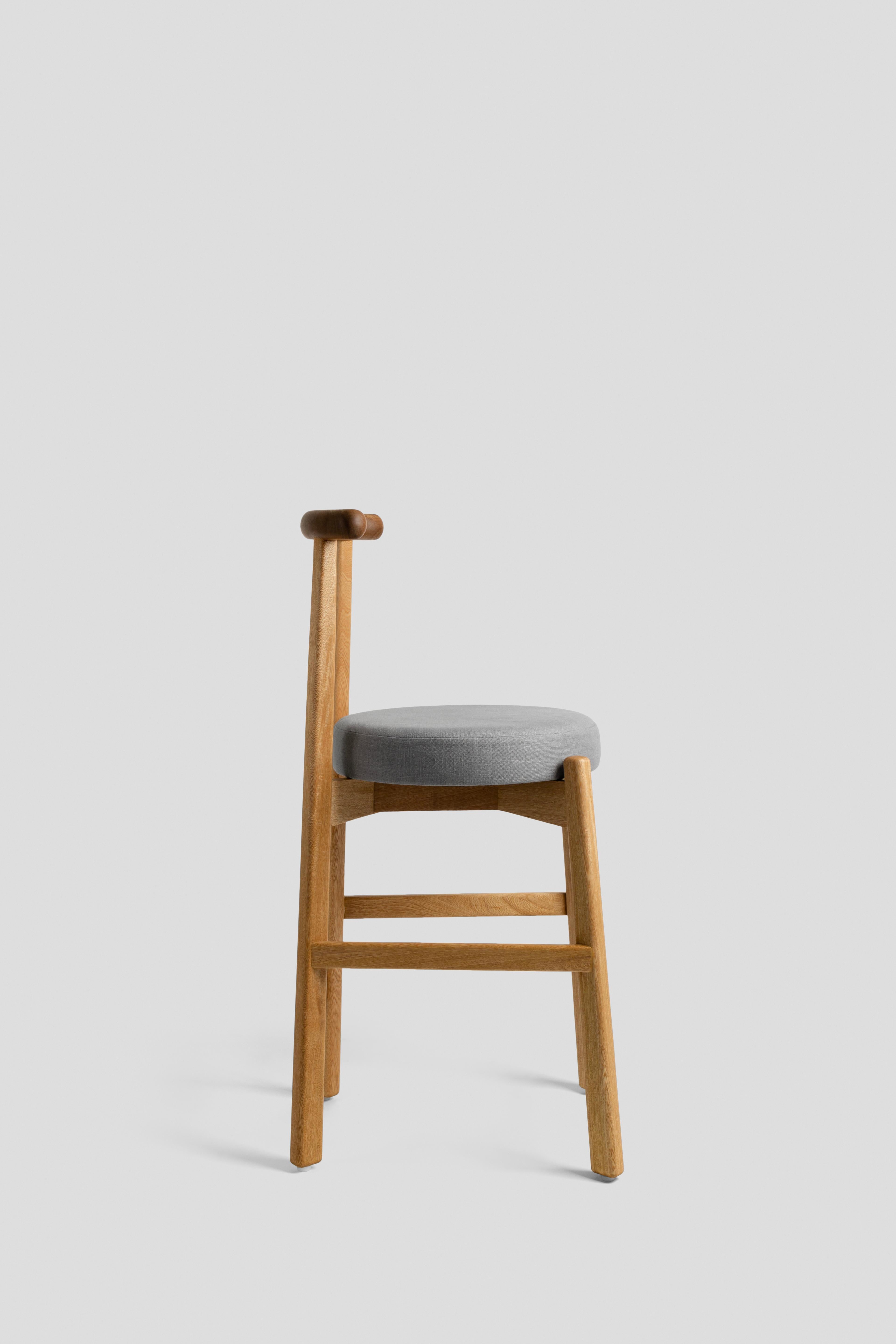 Contemporary Customizable Modern Dining Chair Colima, Solid wood and upholstery.  For Sale