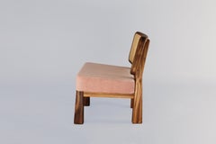 Colima Low Chair Solid Wood and Wicker Back, Contemporary Mexican Design