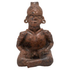 Antique Colima Seated Redware Figure