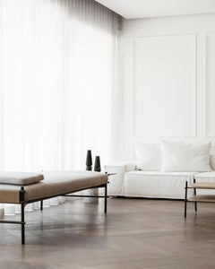 Chaise longue en acier et tissu d'ameublement Colima