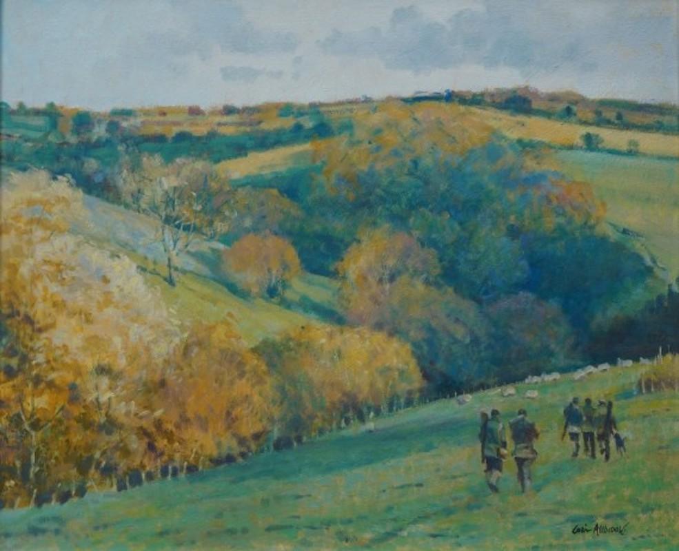 Landscape Painting Colin Allbrook - « Across the fields », peinture de paysages, natures mortes, art original