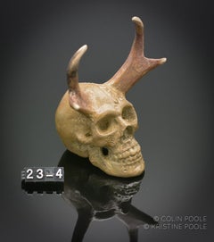 "Human Pronghorn Talisman Skull" Bronze Sculpture