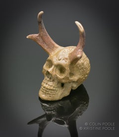 "Human Pronghorn Talisman Skull" Bronze Sculpture